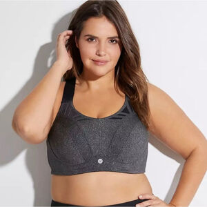 NEW LIVI Max Support Underwire Wicking High Impact Sports Bra Gray Black 42F